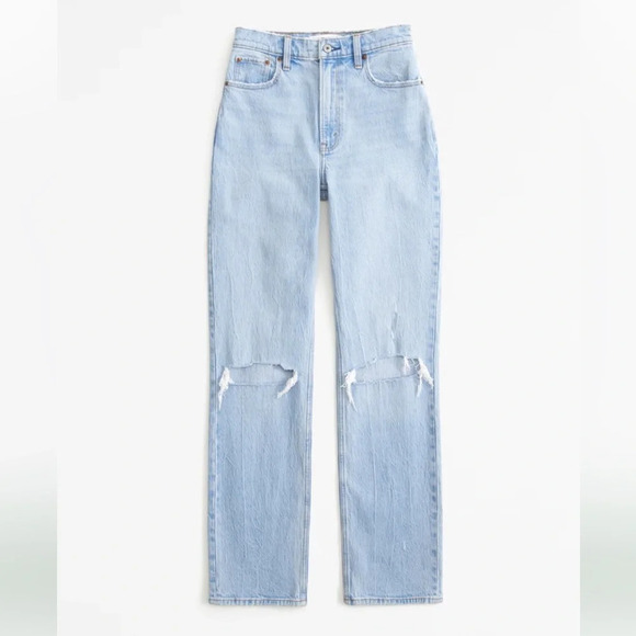 Abercrombie The 90s Straight Ultra High Rise Curve Love Jeans Destroyed Knees 26 - Picture 1 of 10
